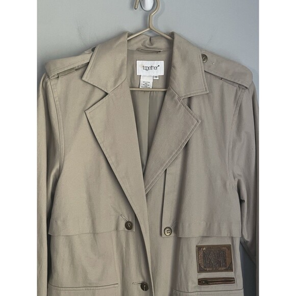 Vtg Belted Trench Coat Duster Women's Size 10 Beige Together Vented Lined - Picture 6 of 16